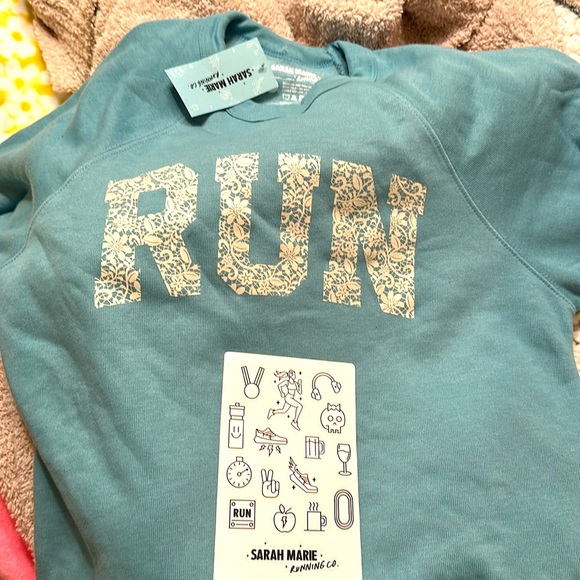 Sarah Marie Running Co. Limited Edition Teal Lace RUN Crewneck Sweatshirt - Picture 3 of 5